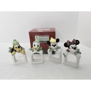 Mickey & Minnie Santa's Workshop Disney Store Four Holiday Napkin Rings 081125WT
